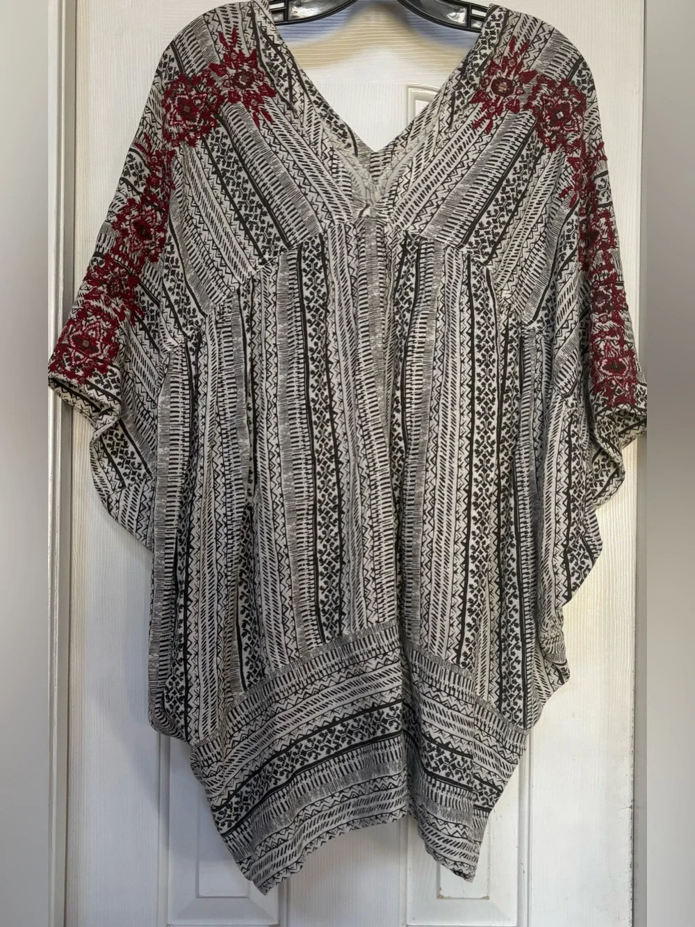 Free People Tribal Beat Kaftan Tunic Oversized Embroidered